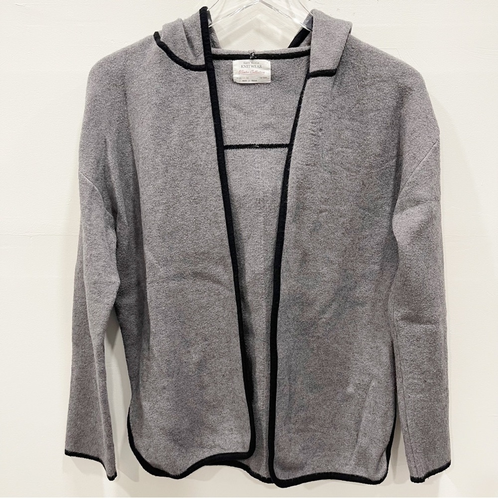 Zara Girl Knitwear Hooded Open Front Sweater Jacket Grey 13-14